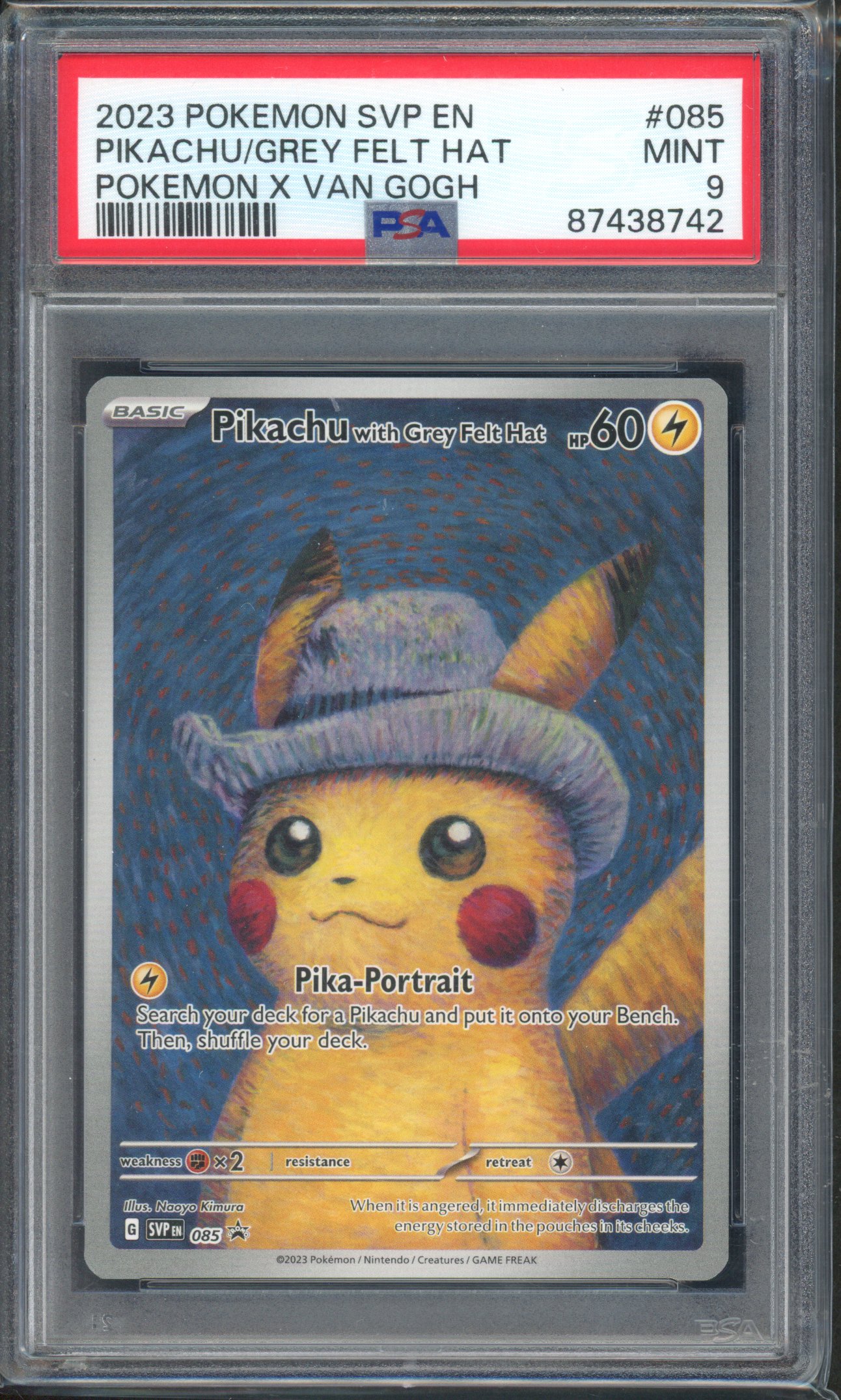 Pokemon TCG - PSA 9 Pikachu Grey Felt Hat - SVP085