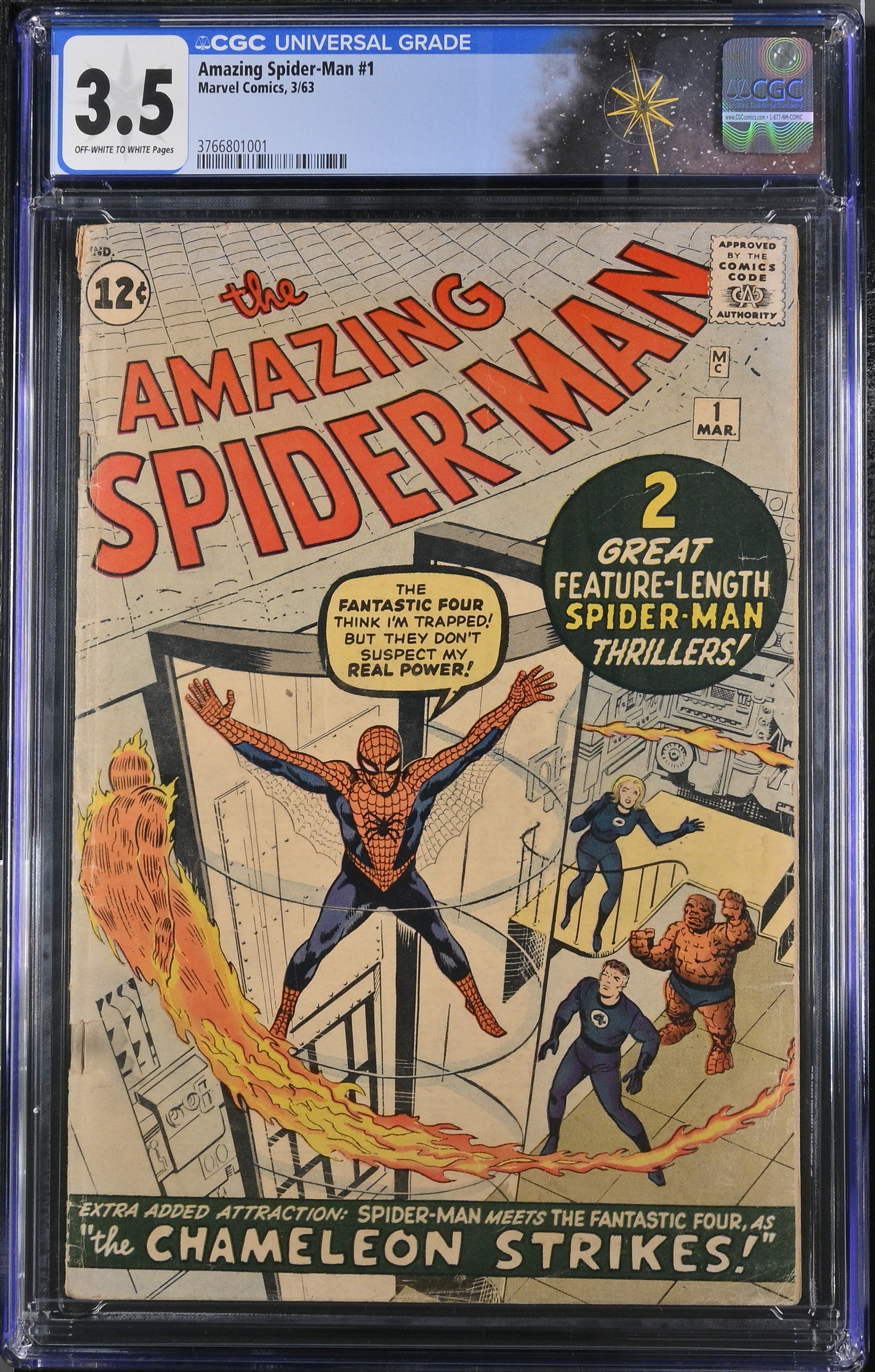 Amazing Spider-Man #1 CGC 3.5 2nd Appearance of Spider-Man & 1st Solo Series (Marvel Comics, 1963) Off-White to White Pages