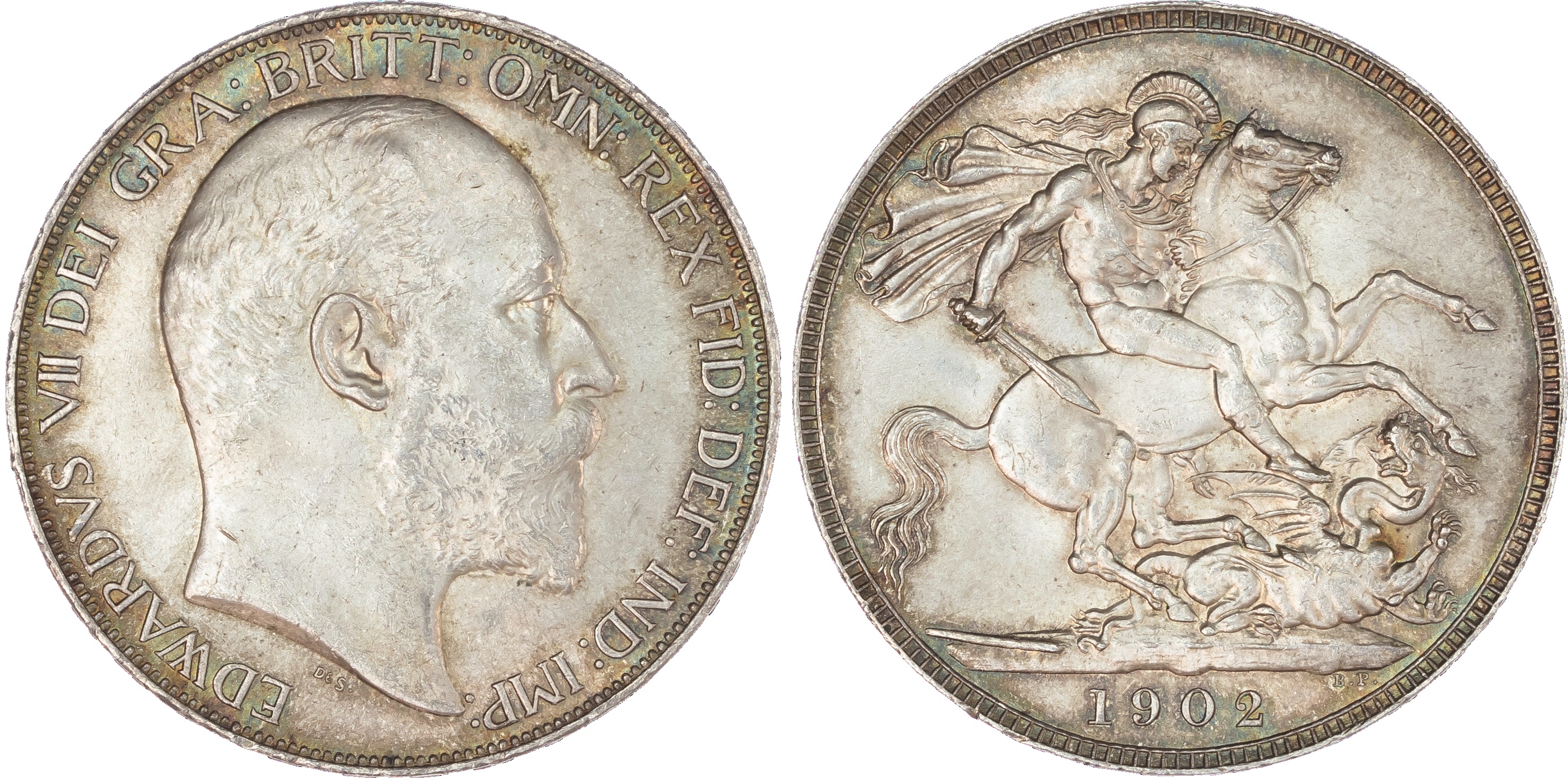 Edward VII (1901-10), Crown, 1902, bare head right DE S below bust truncation for designer George William de Saulles,