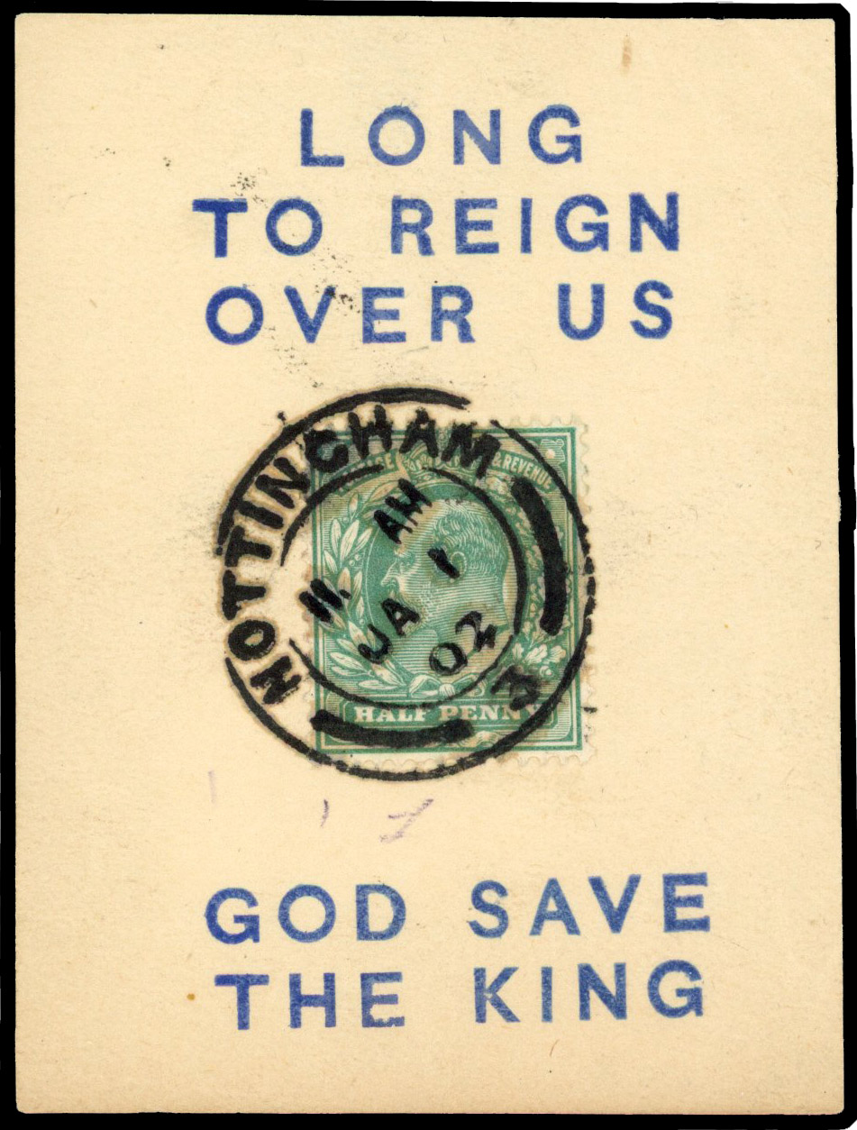 1902 ½d Dull blue green. First day god save the king piece