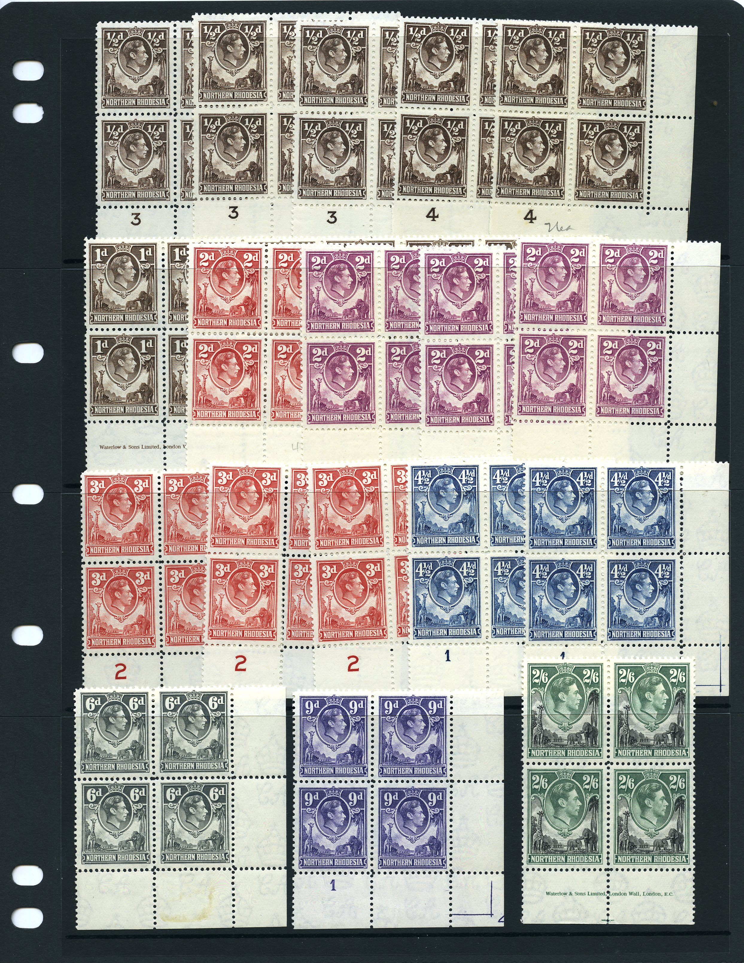 1938-52 set blocks, o.g. Seventeen...