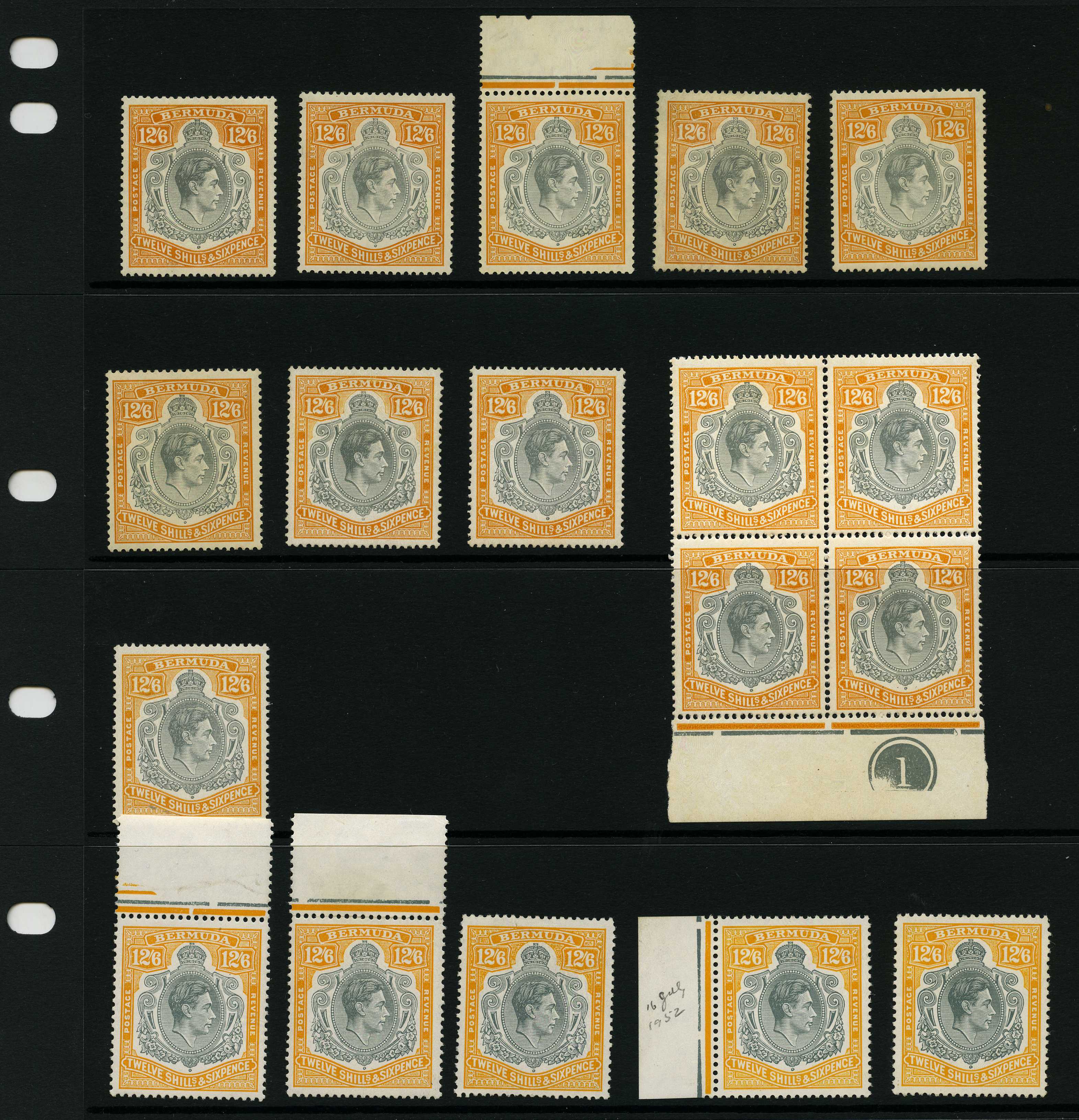1939-52 12/6d mint group of fourteen singles...