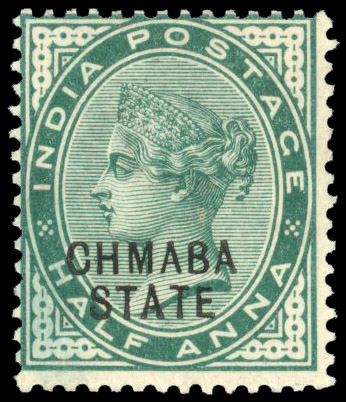 ICS Chamba SG 1a 1887-95 ½a CHMABA mint