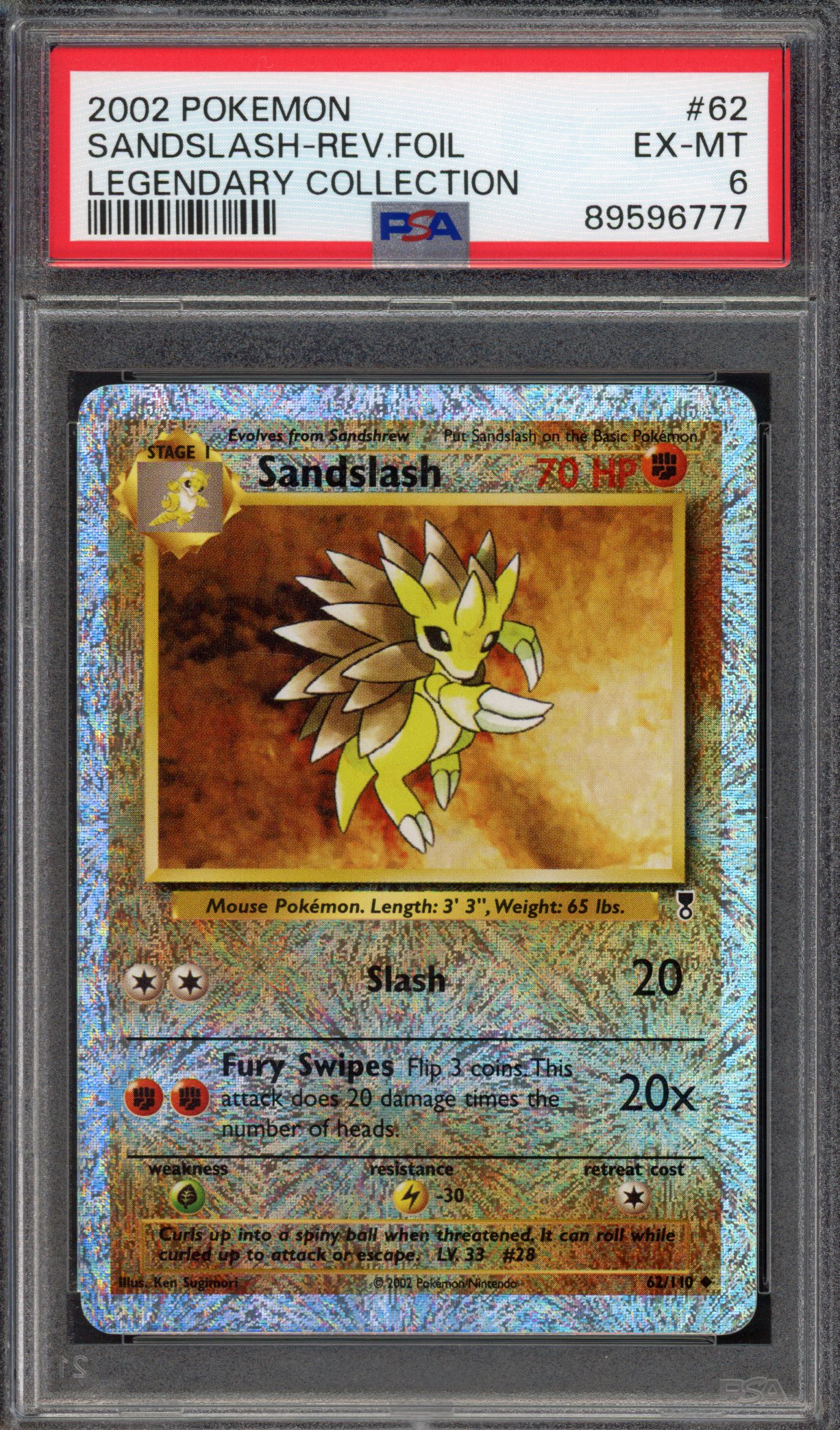 Pokémon TCG PSA 6 Sandslash 62 Reverse Foil, Legendary Collection