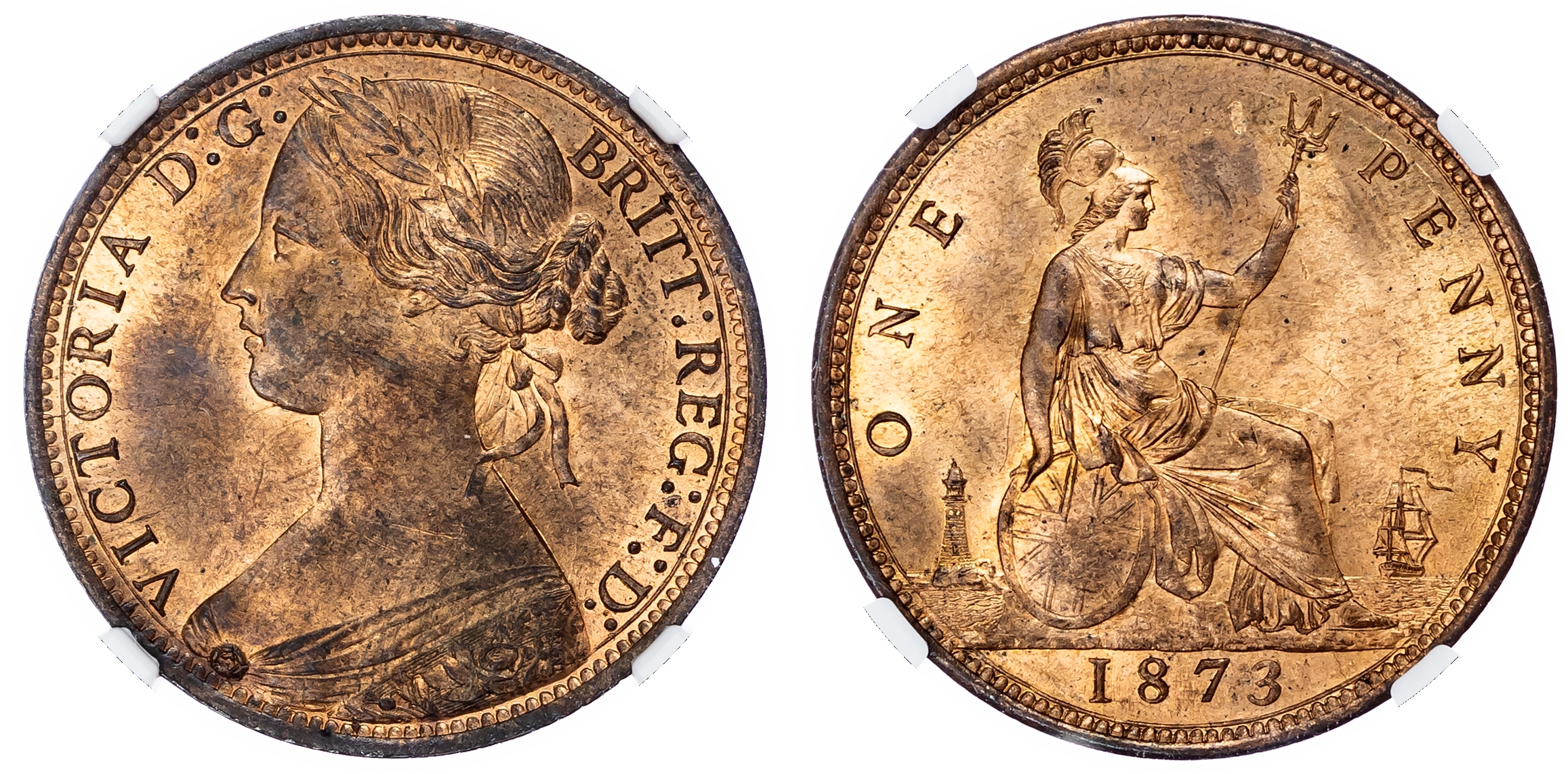 Victoria (1837-1901), Penny, 1873. NGC MS64 RB