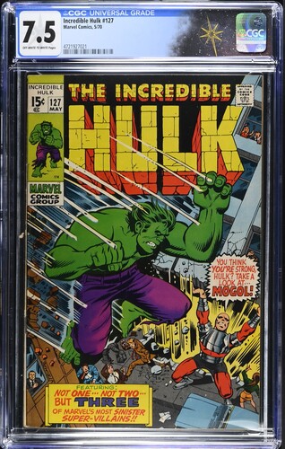 Incredible Hulk #127 CGC 7.5 Roy Thomas story Herb Trimpe cover and art (Marvel Comics, 1970) Off-white to white pages