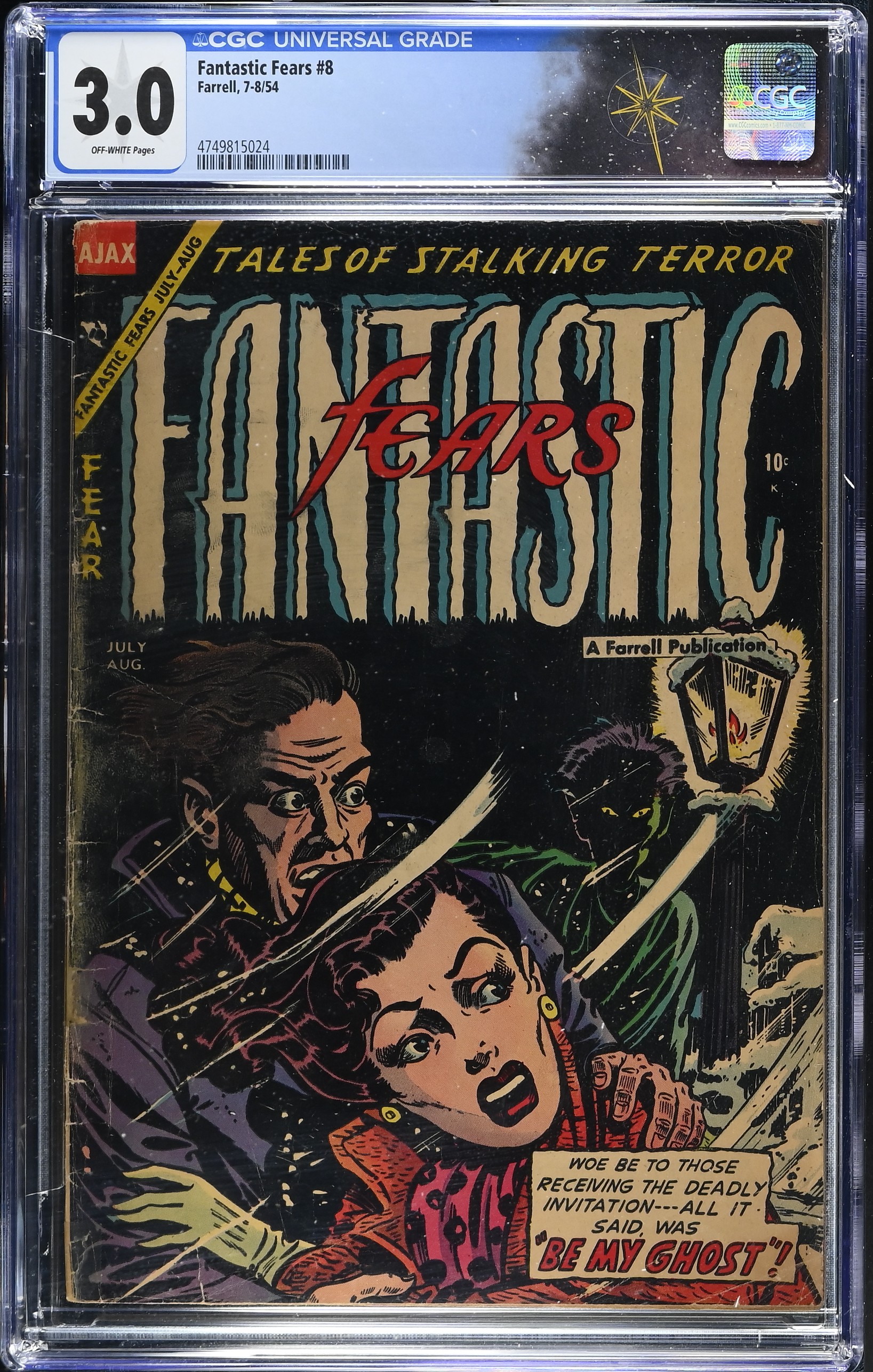 Fantastic Fears #8 CGC 3.0 Ken Battefield Art (Farrell, 1954) Off-White Pages