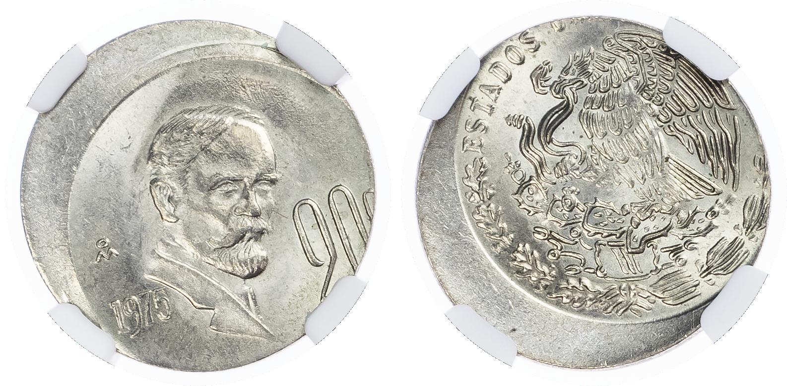 Mexico, United States of. Fransisco Madero Cu Ni 20 Centavos Mint Error. 1975 Mo. 