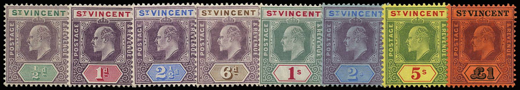 ST VINCENT SG 85/93 1904-11 SET OF 8 TO £1 LPOG