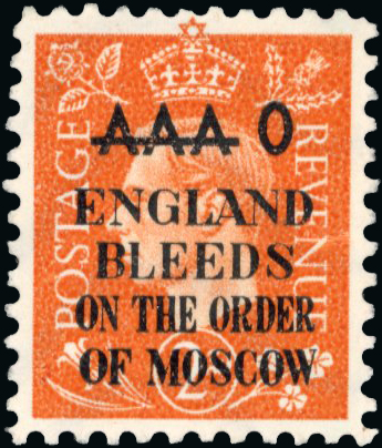 German Propaganda Forgeries; 2d ENGLAND BLEEDS ON THE ORDER OF MOSCOW unused