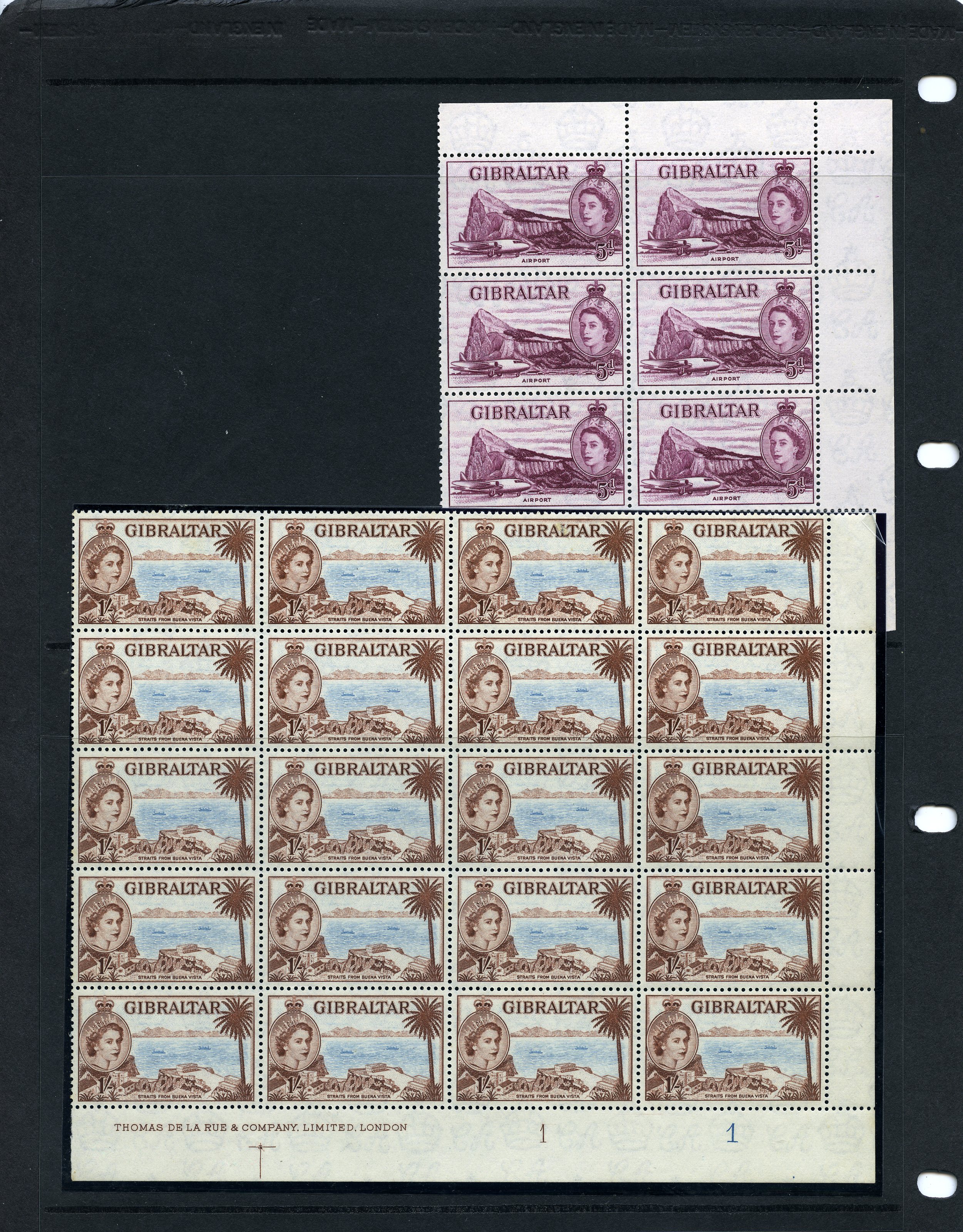 1953-6 5d maroon corner block of eight with...