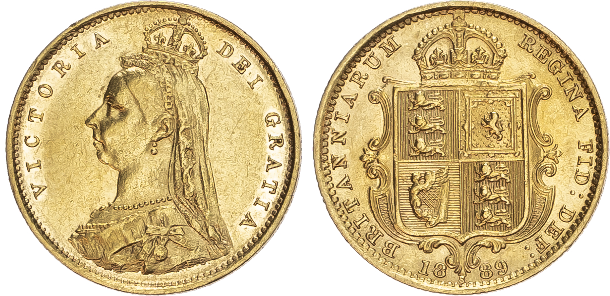 Victoria (1837-1901), Half Sovereign, 1889, Sydney mint.