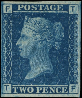 1858-69 2d blue Plate 12 (TF) imperforate imprimatur, fine unused, scarce. SG 45, Spec...