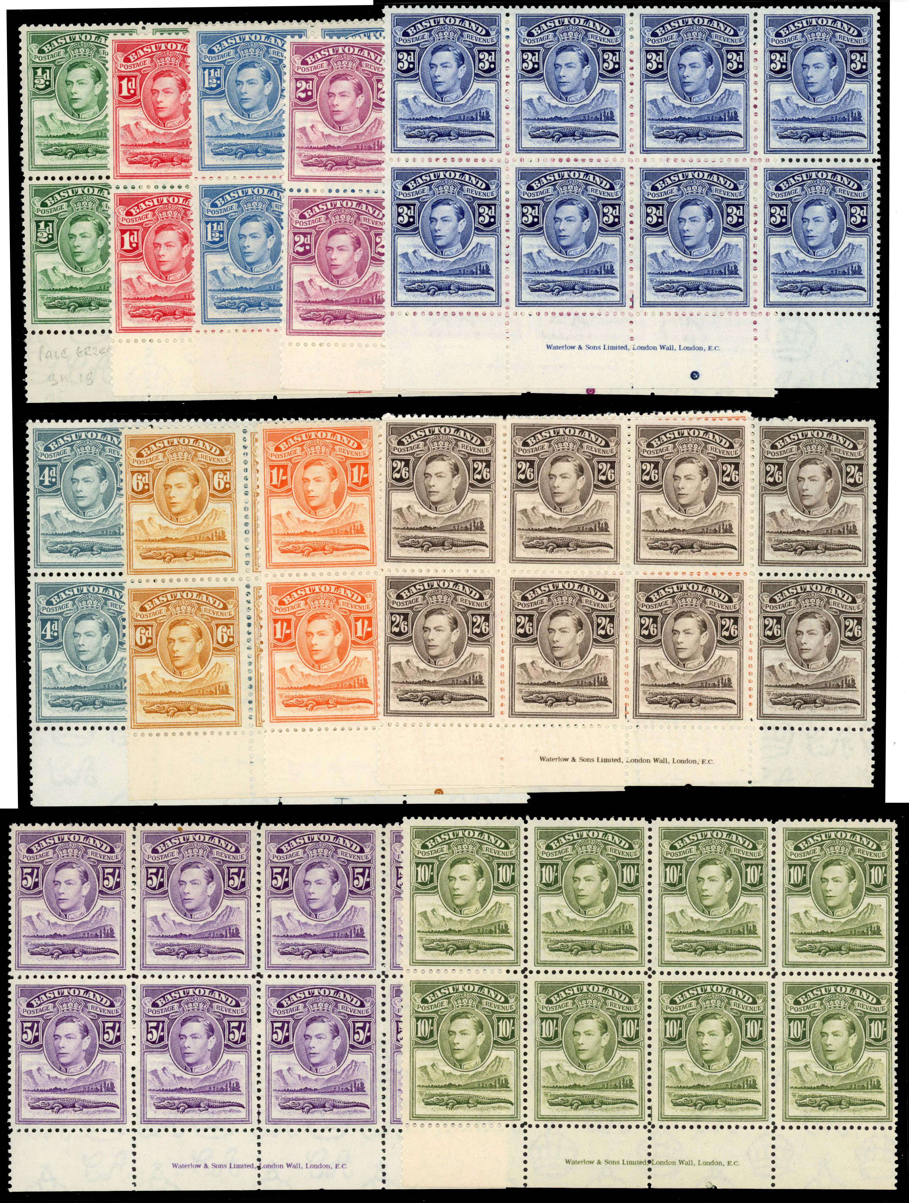 Basutoland SG 18-28 imprint blocks mint