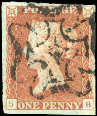 1841 1d Red-brown cancelled by Channel Islands MC
