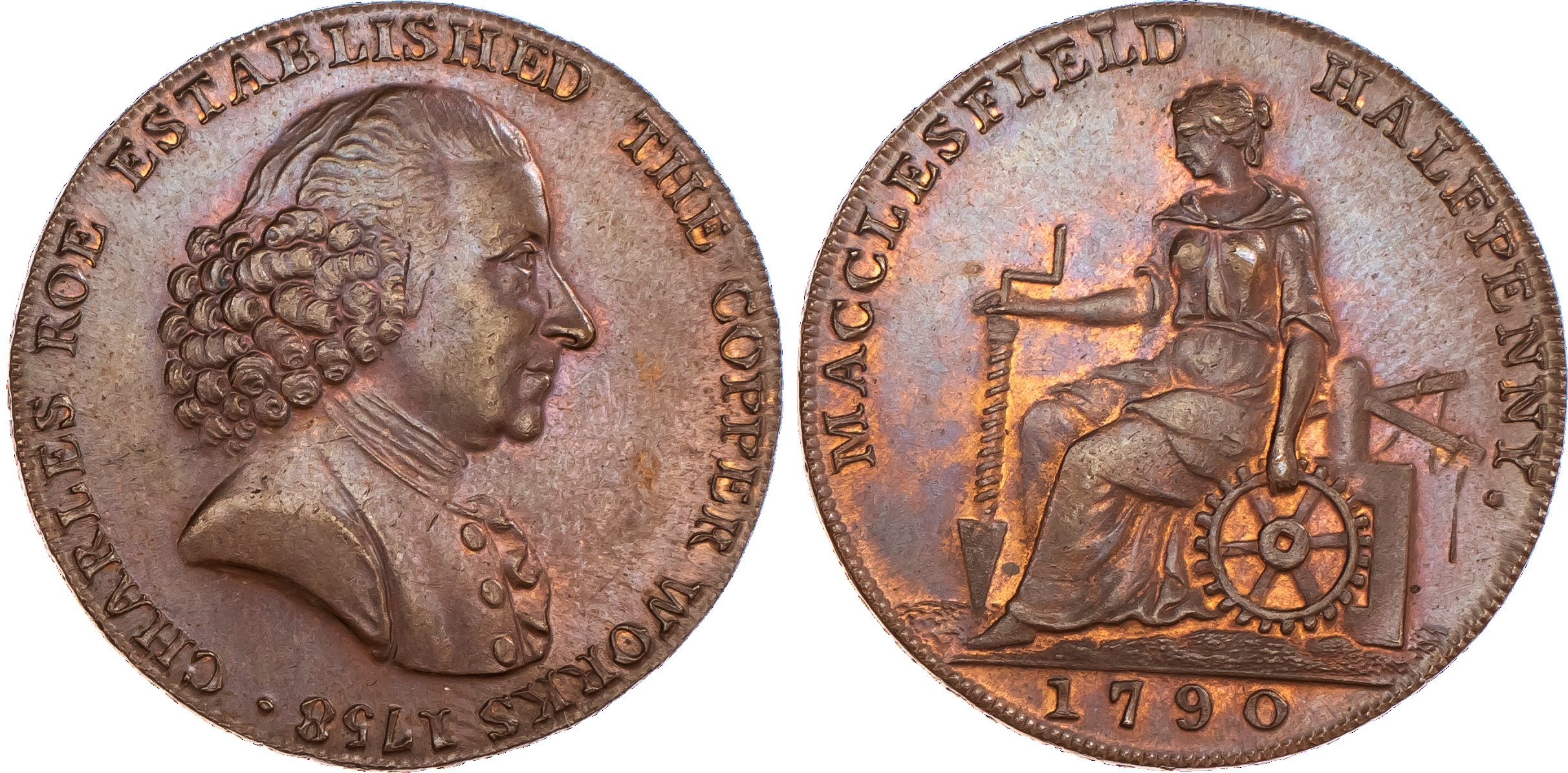 Macclesfield, Roe & Co. Halfpenny 1790....