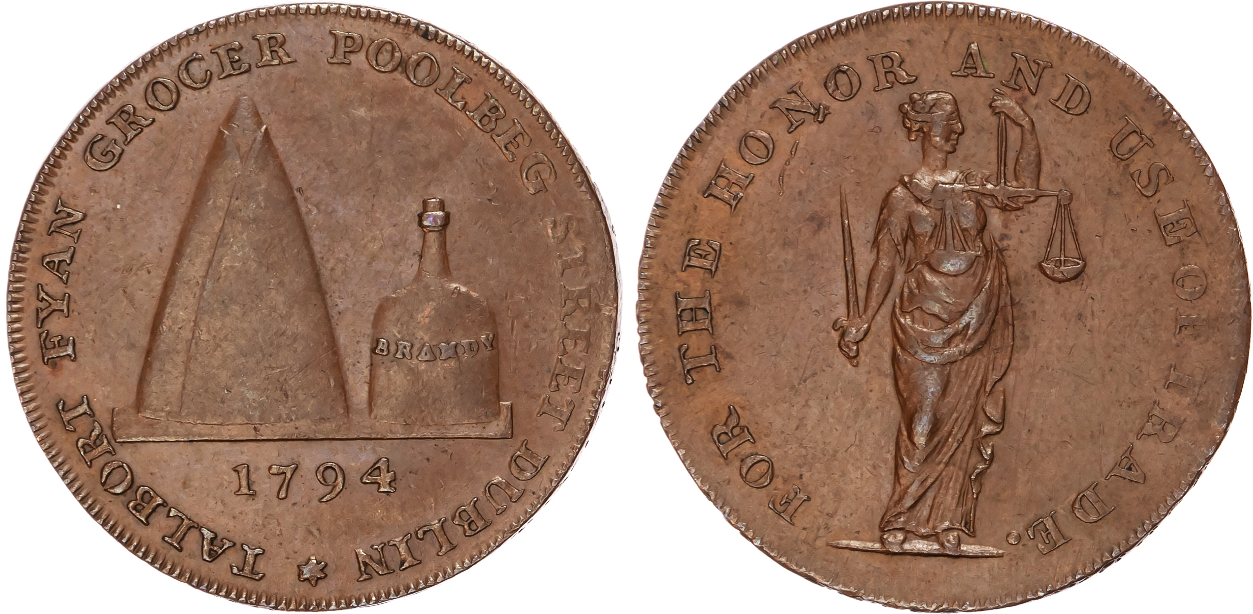 Co. Dub. Dublin , Camac Kyan and Camac (copper mine owners) Halfpenny 1792, Hibernia seated left, rev. CMC cyp…