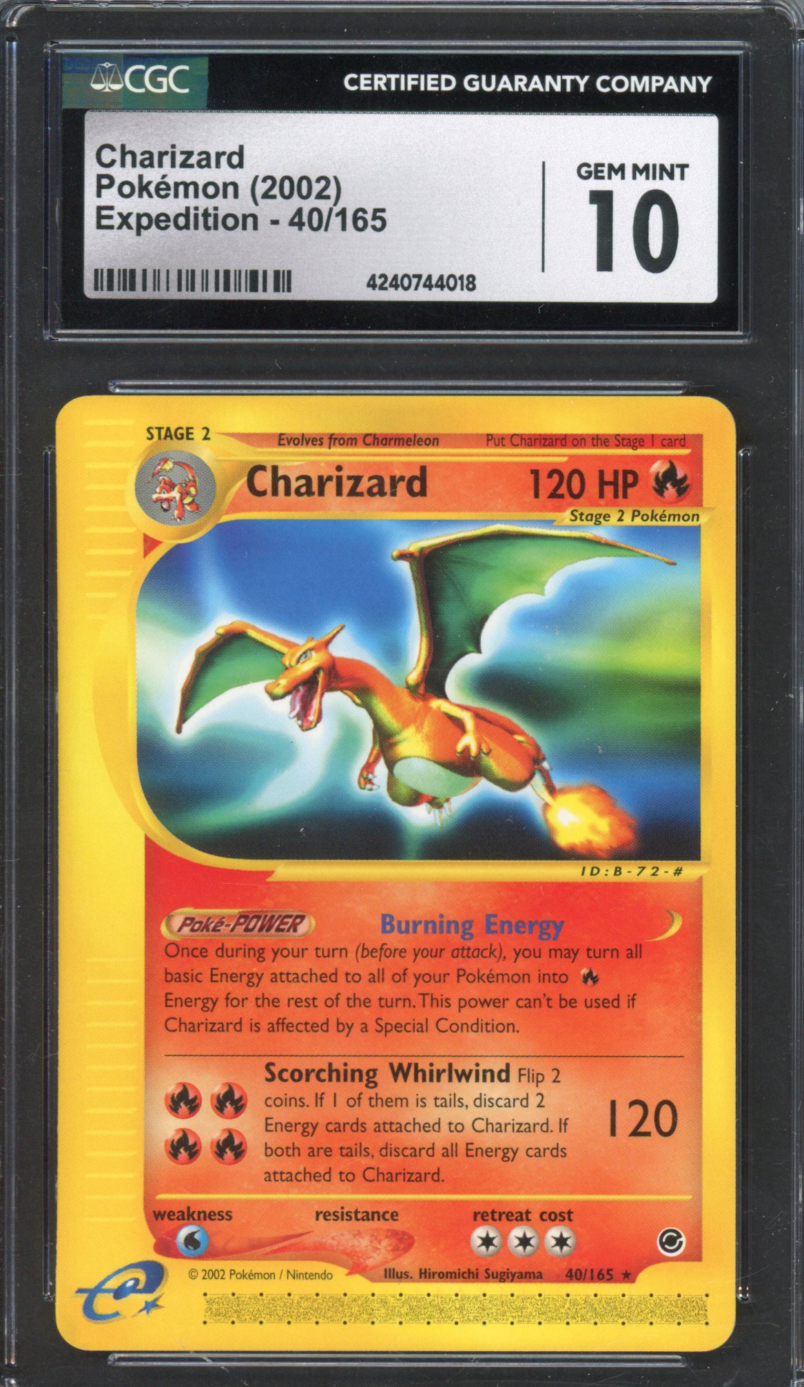  Pokémon TCG - CGC 10 Charizard Non-Holo 40/165 - Expedition