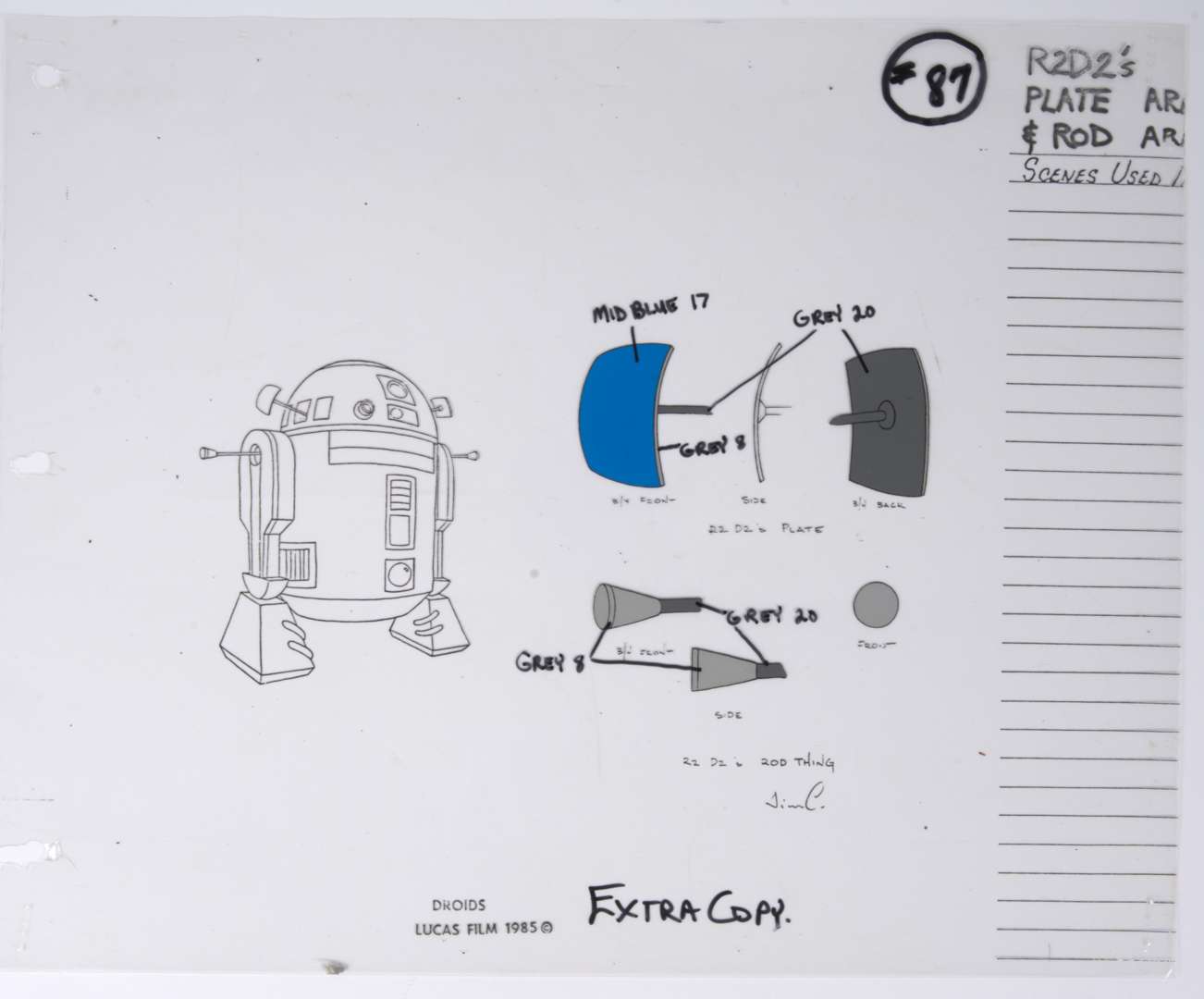 Star Wars: Droids Original Production R2-D2, C-3PO And Forklift Model Sheets (Lucas Film, 1985-1986) Total 3