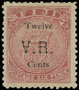 FIJI SG 18 1874 12c ON 6d ROSE LPOG