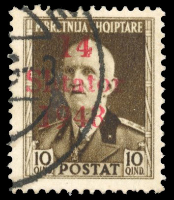 Albania: German Occupation 1943 10q 1948 for 1943 variety used