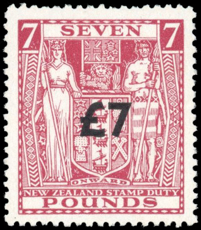 New Zealand 1939-42 Arms £7 on £7 maroon multiple watermark