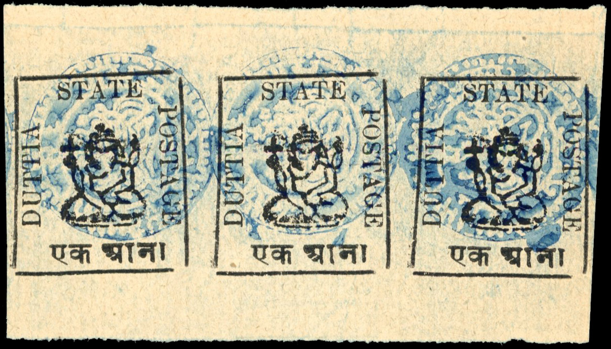 I.F.S. Duttia SG 9b 1a in horizontal strip of 3 unused