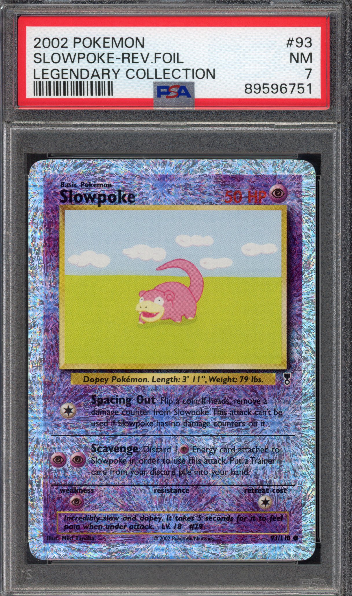 Pokémon TCG PSA 7 Slowpoke 93 Reverse Foil, Legendary Collection  