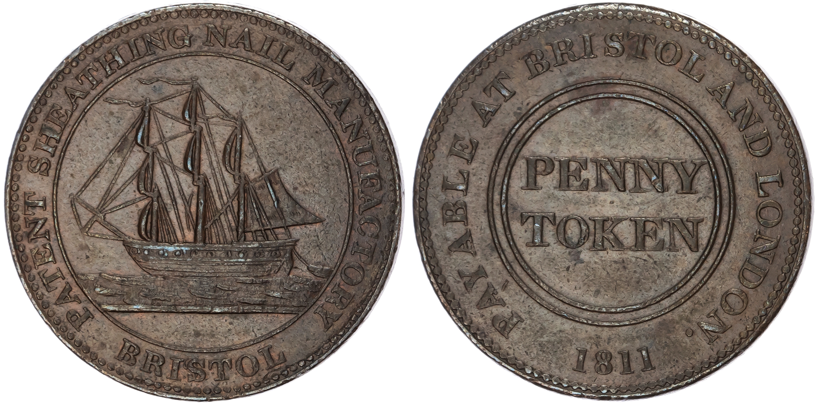 BRISTOL, Som. and LONDON, Samuel Guppy of the Patent Sheathing Nail Manufactory Penny 1811, Another similar bu…