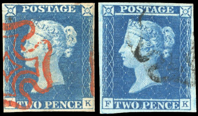 GB: 1840 2d blue, plate 1 (IK), close to good margins, used