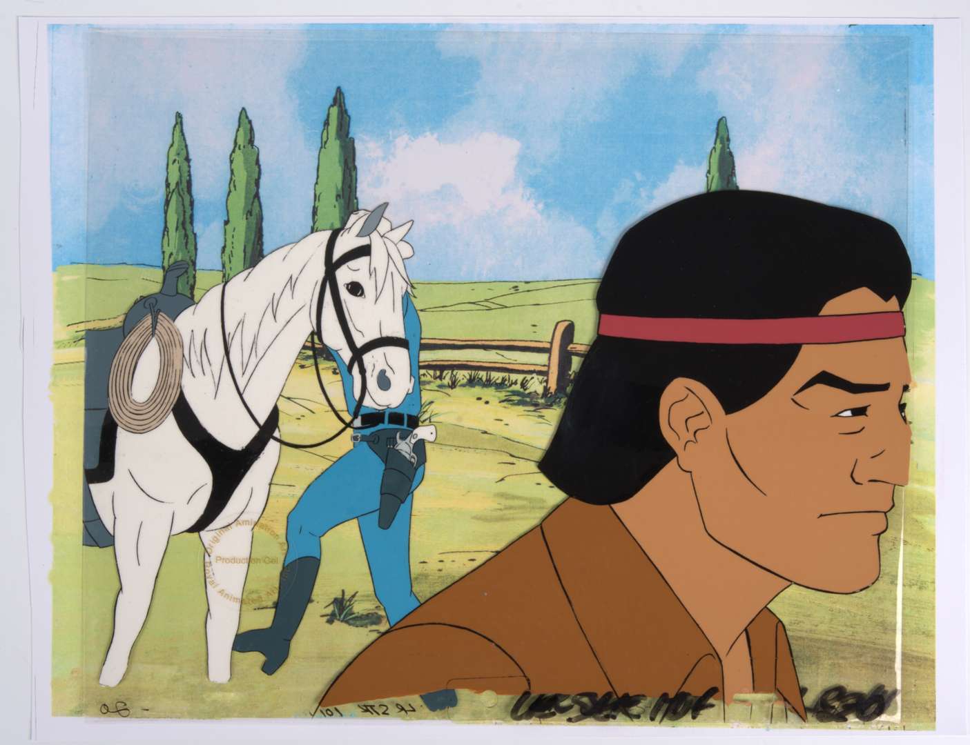 The New Adventures of the Lone Ranger Original Ranger, Tonto and Silver Production Cels (Filmation, 1980-82) Total 3