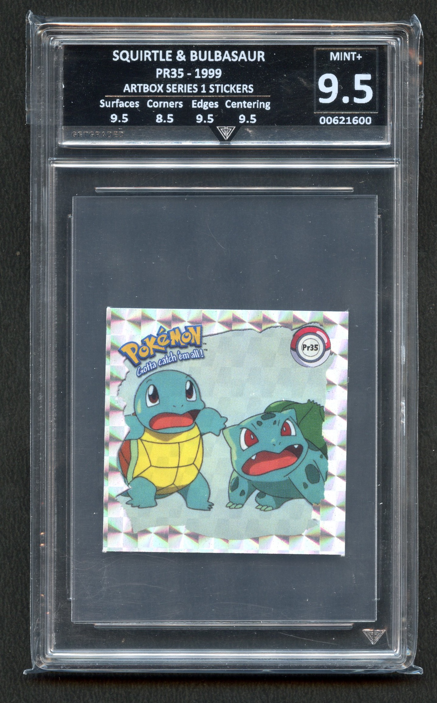 Get Graded 9.5 Squirtle & Bulbasaur PR35 Artbox Series 1 Sticker 1999