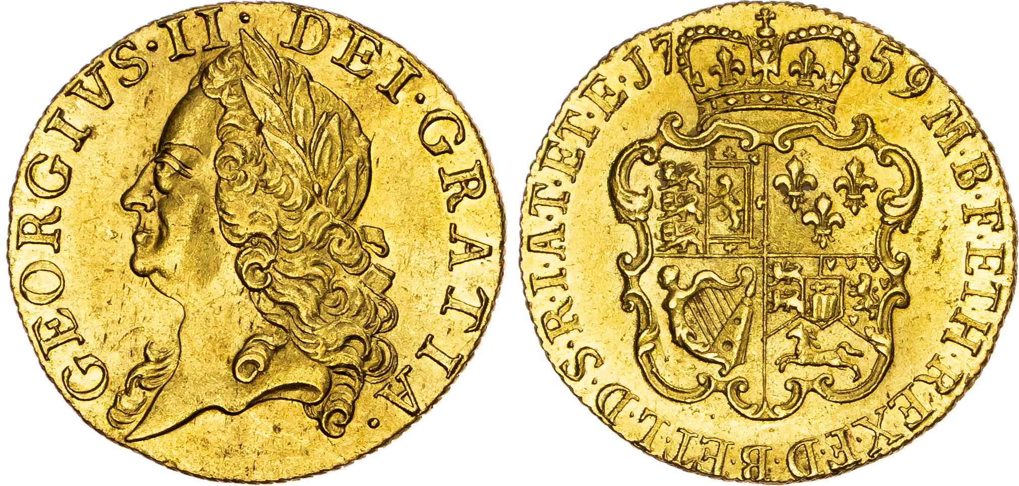 George II (1760-1820), 'Old Head' Guinea, 1759.