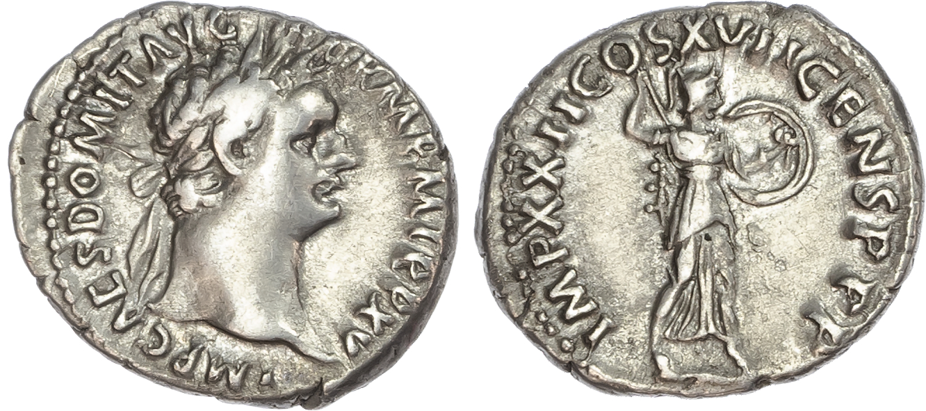 Domitian (AD 81-96) AR Denarius, Rome, AD 95-96, 3.30g.