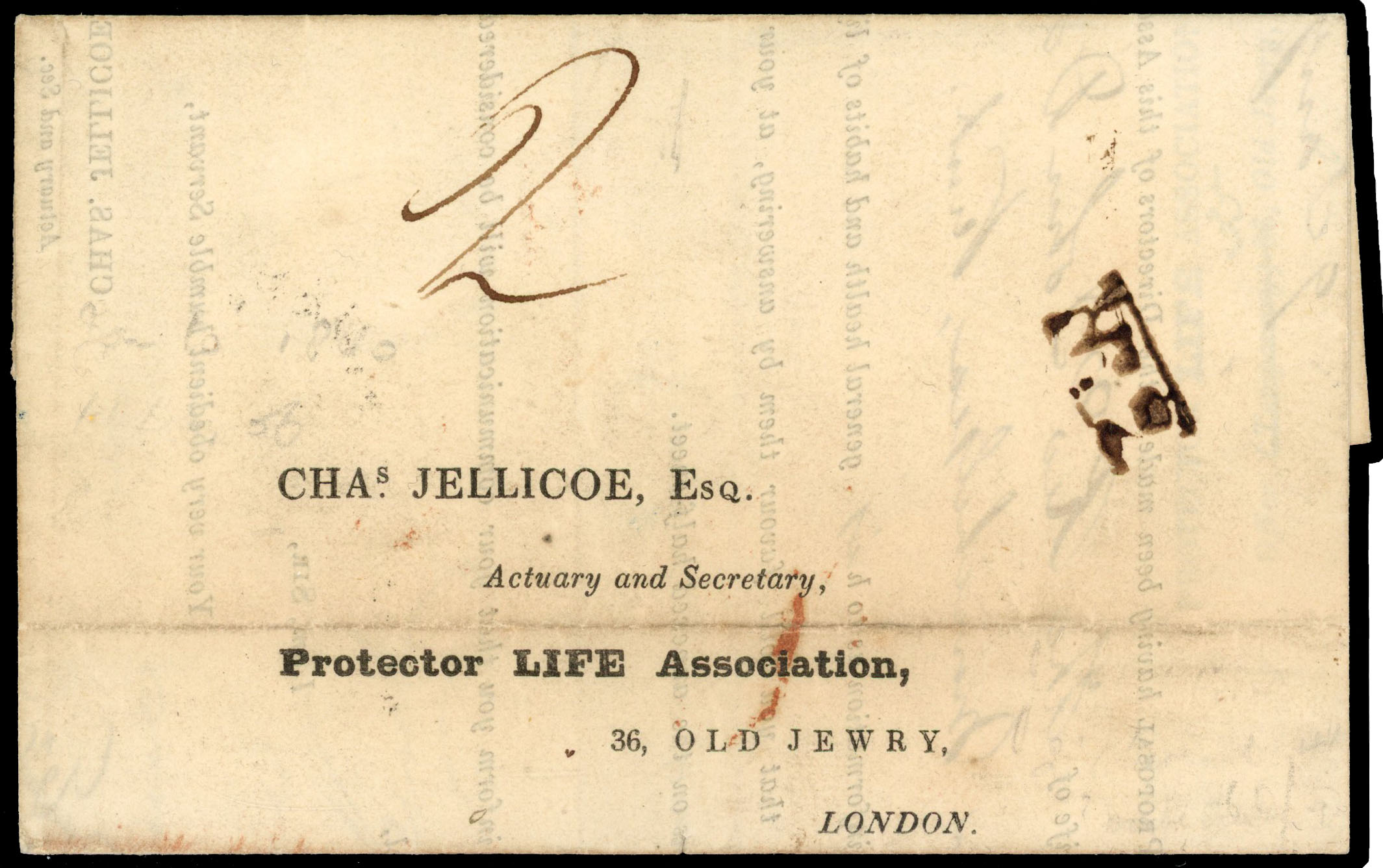 1840 (Jan. 10th) Uniform One Penny Postage. Pre-printed ‘Protector Life Association’ 