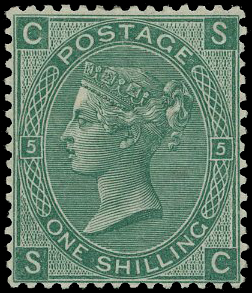 1871 1s green Pl.5.