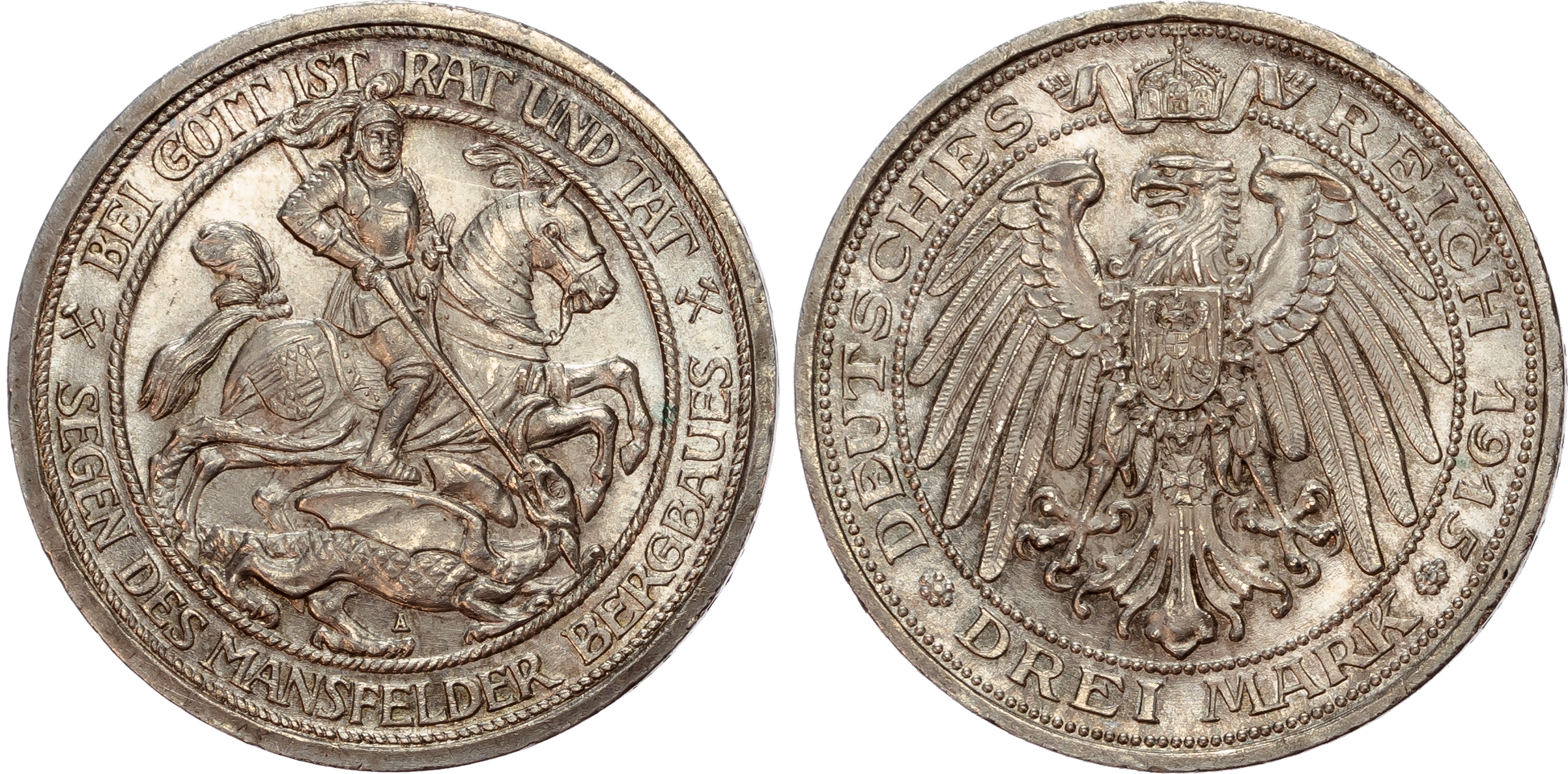Germany, Prussia, Wilhelm II (1888-1918), 100th Anniversary of the Passing of Mansfield, silver 3 Marks.