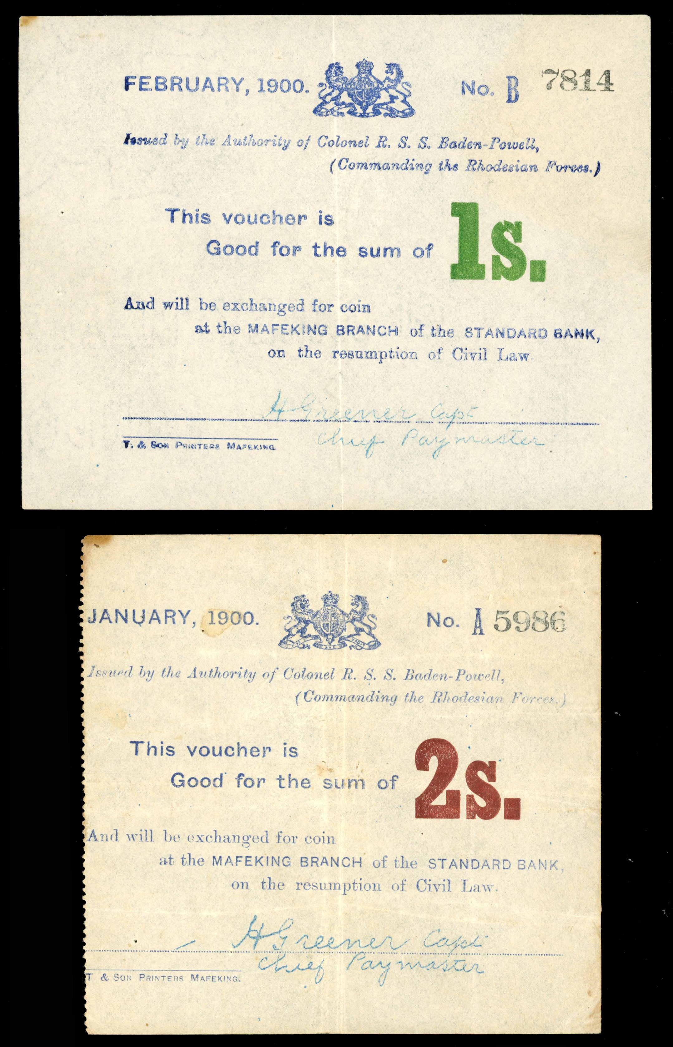 Banknotes. Siege of Mafeking selection of four 