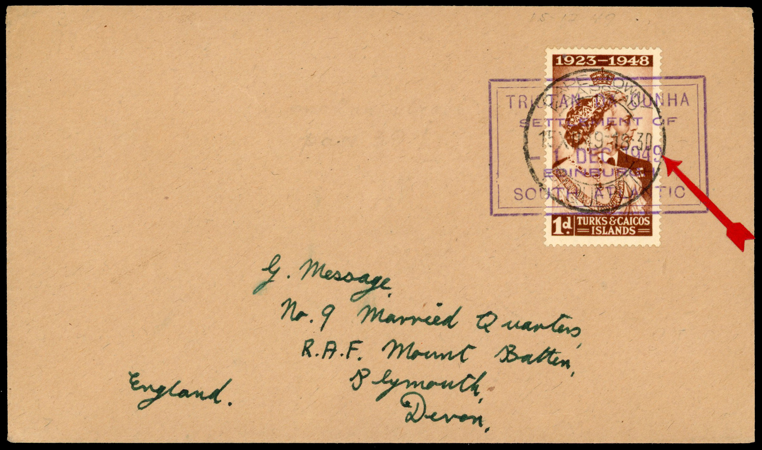 Tristan da Cunha dated Type IX cachet cover