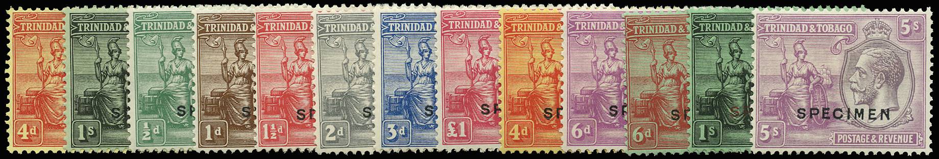 TRINIDAD & TOBAGO 1922 (SPECIMEN) SG216s/29s