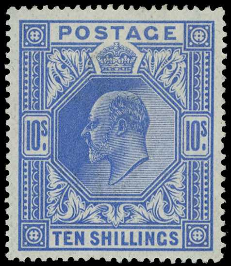 1912 10/- blue, unmounted o.g....