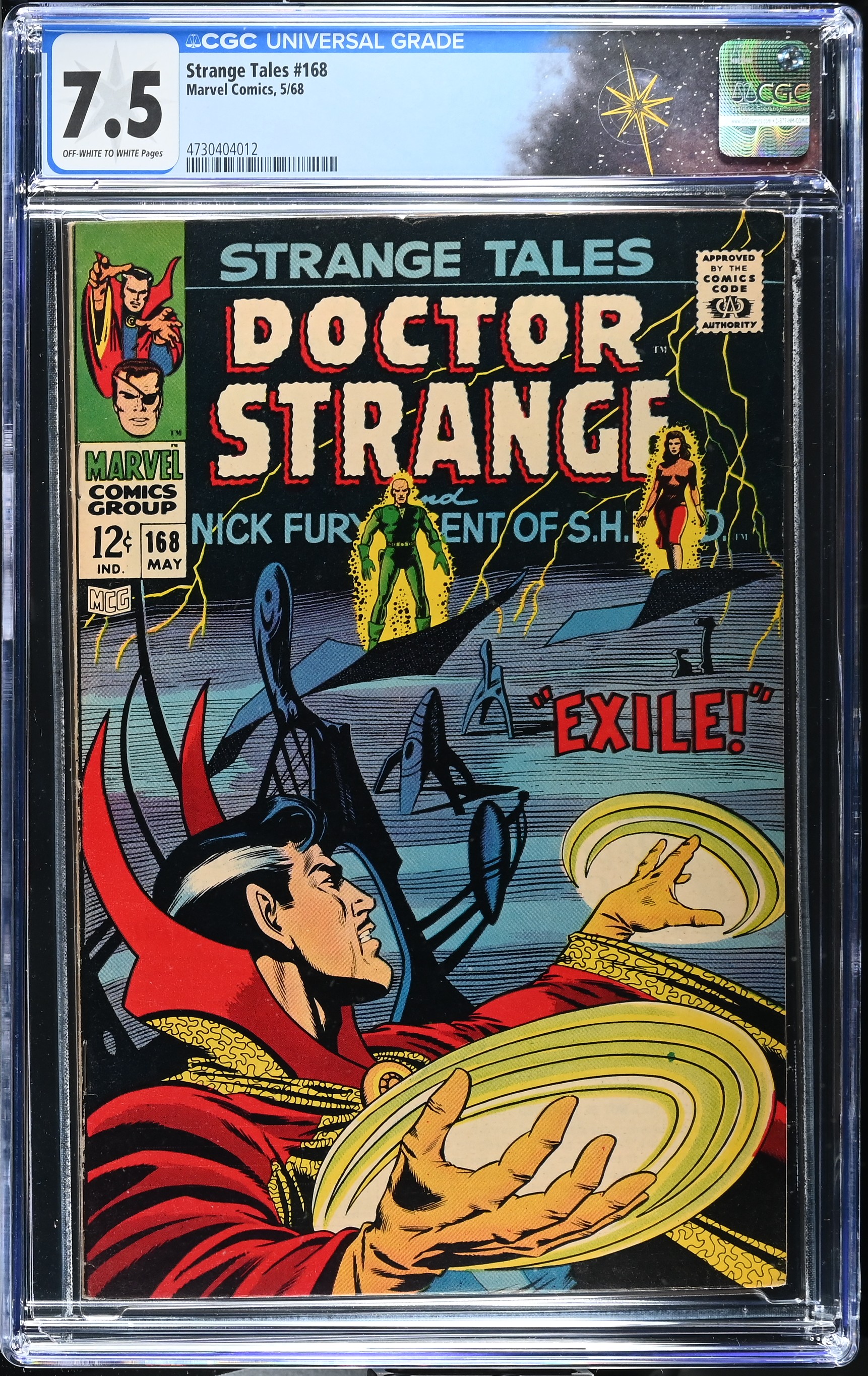Strange Tales #168 CGC 7.5 Last Doctor Strange and Nick Fury Issue (Marvel Comics, 1968) Off-White to White Pages