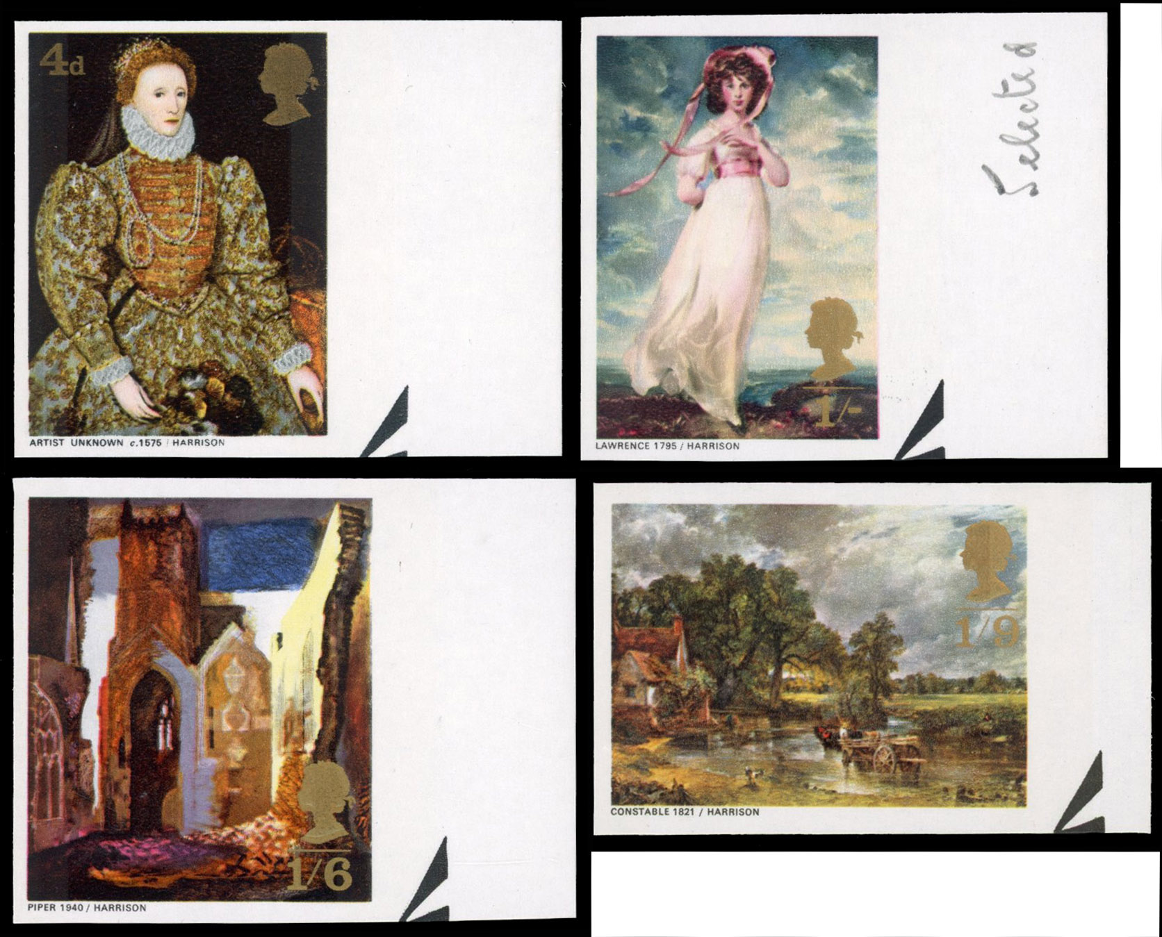 Great Britain 1968 4d-1s9d British Paintings, Set of Four, BPMA Imprimatur, SG 771/74