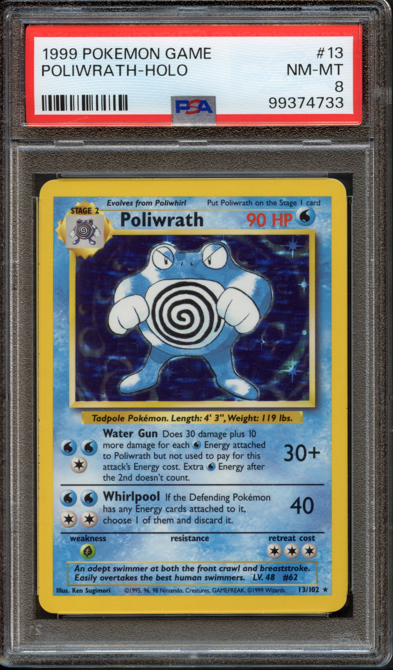 PSA 8 Poliwrath Holo #13 - Base Set Unlimited 1999