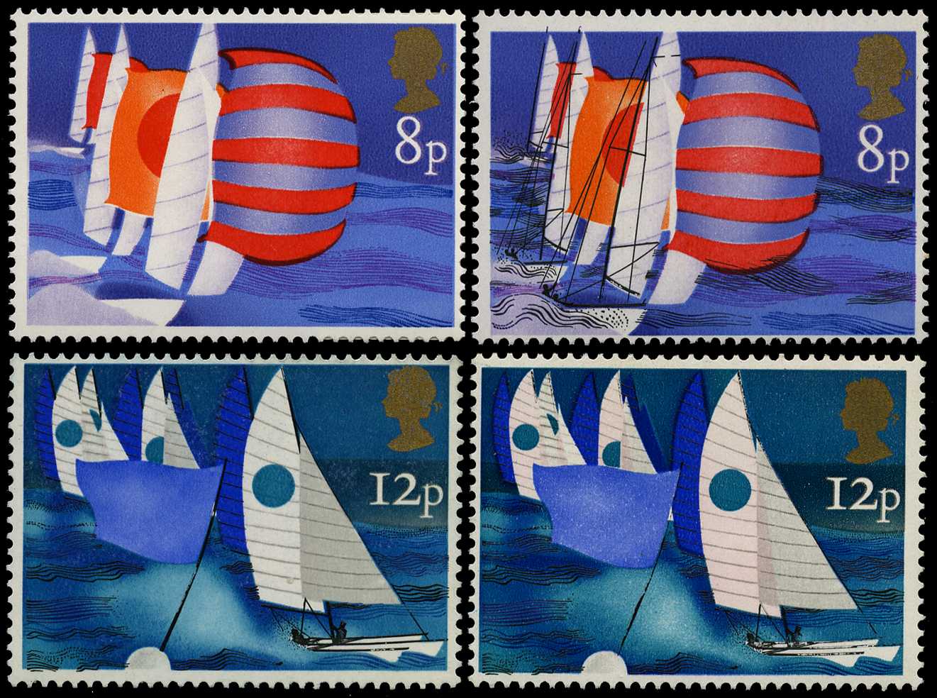 1975 Sailing 8p Racing Keel Yachts, black...