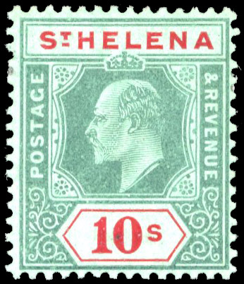 1908-11 10s green and red/green, large part og