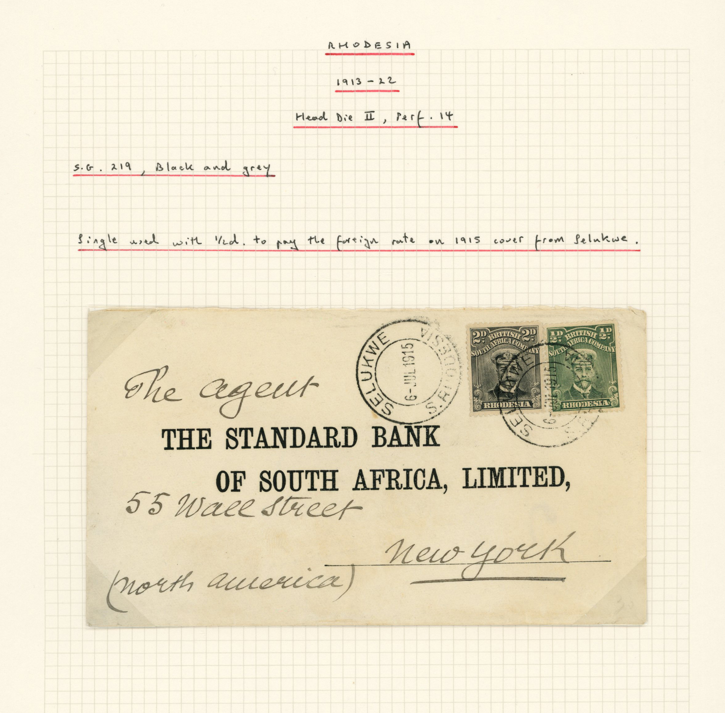 1915 ½d and 2d Admirals on pre-printed...