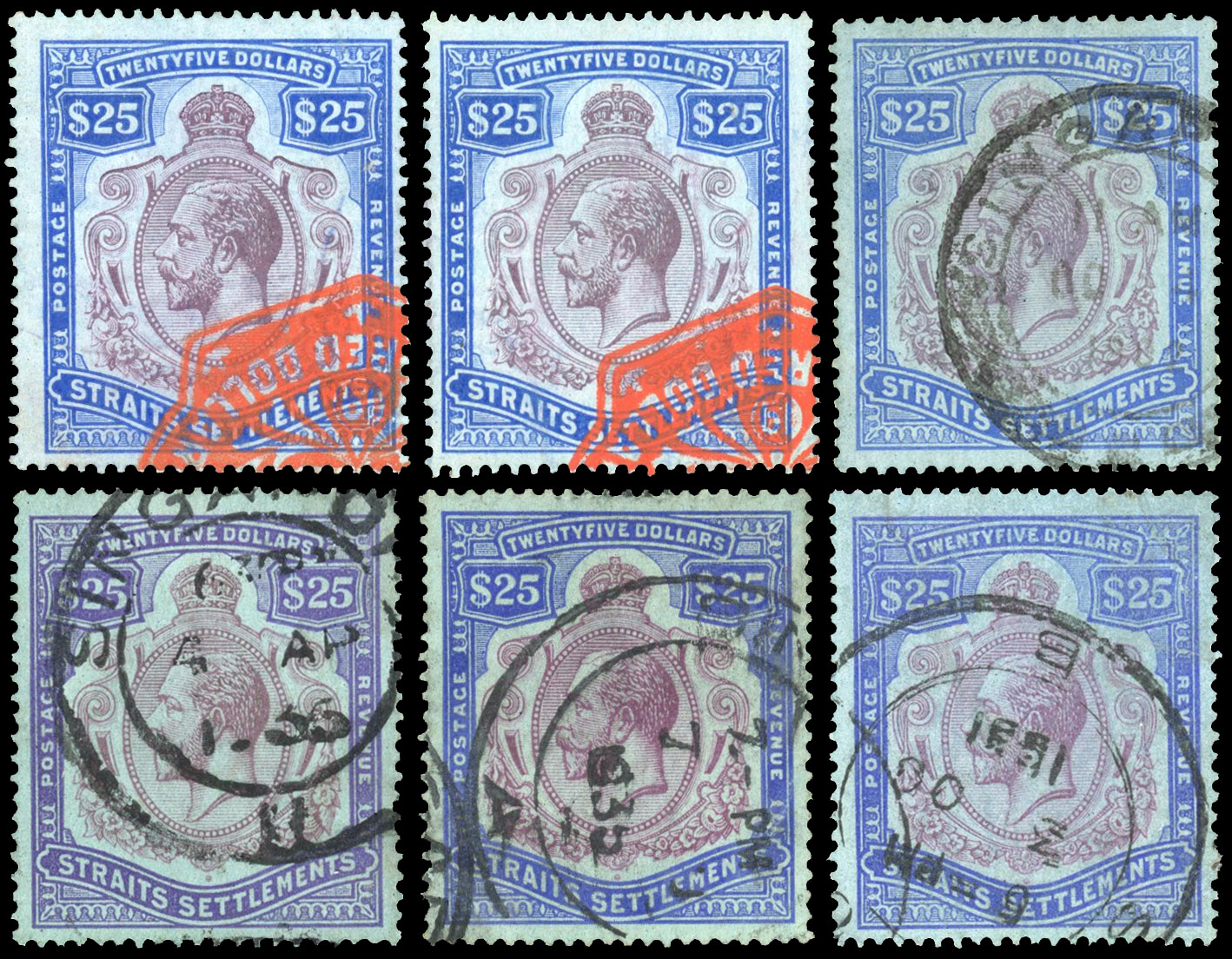 Straits Postage & Revenue 1912-33 $25 group used