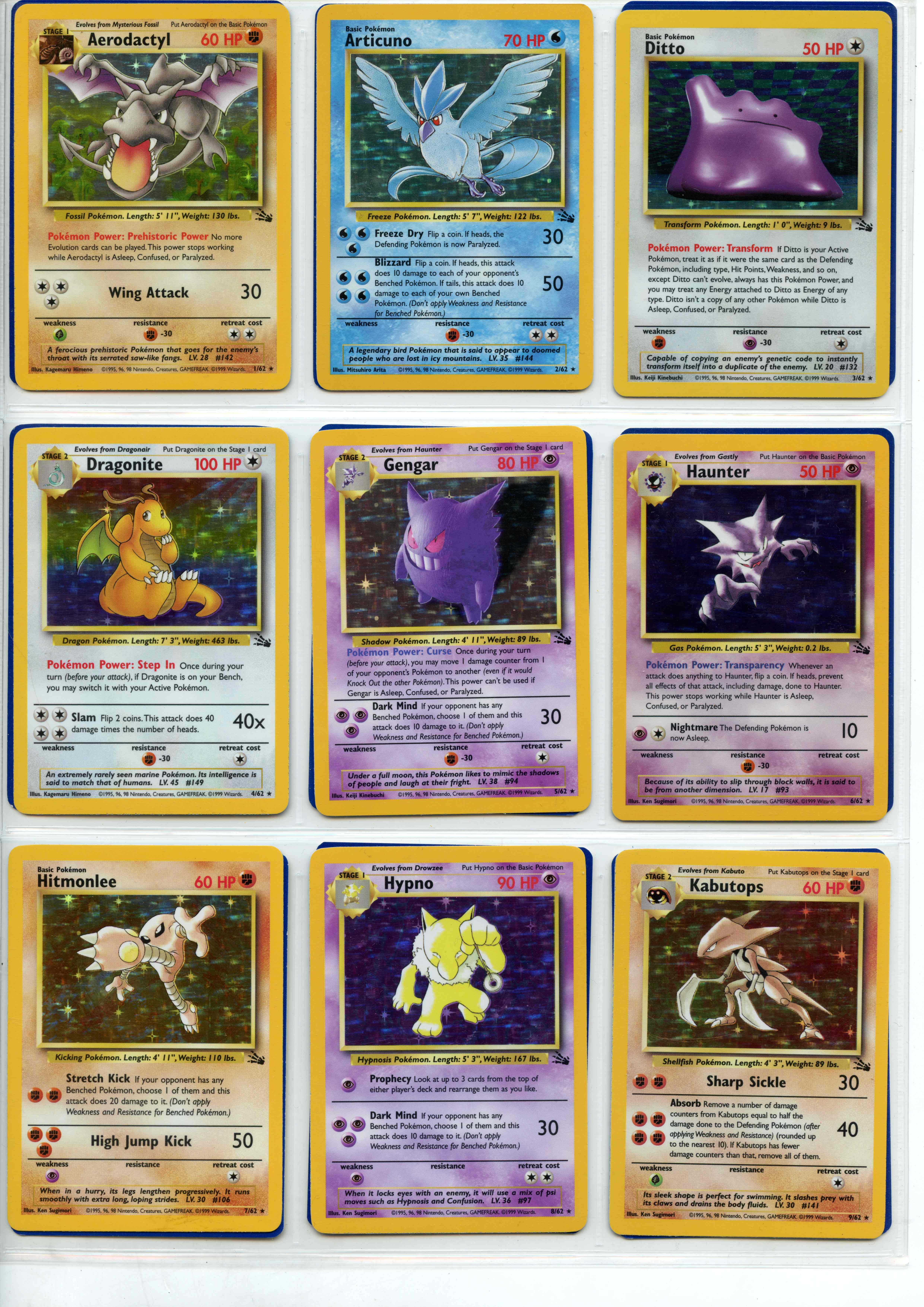 Pokemon TCG - Fossil 1st Edition/Unlimited - Complete Set 62/62