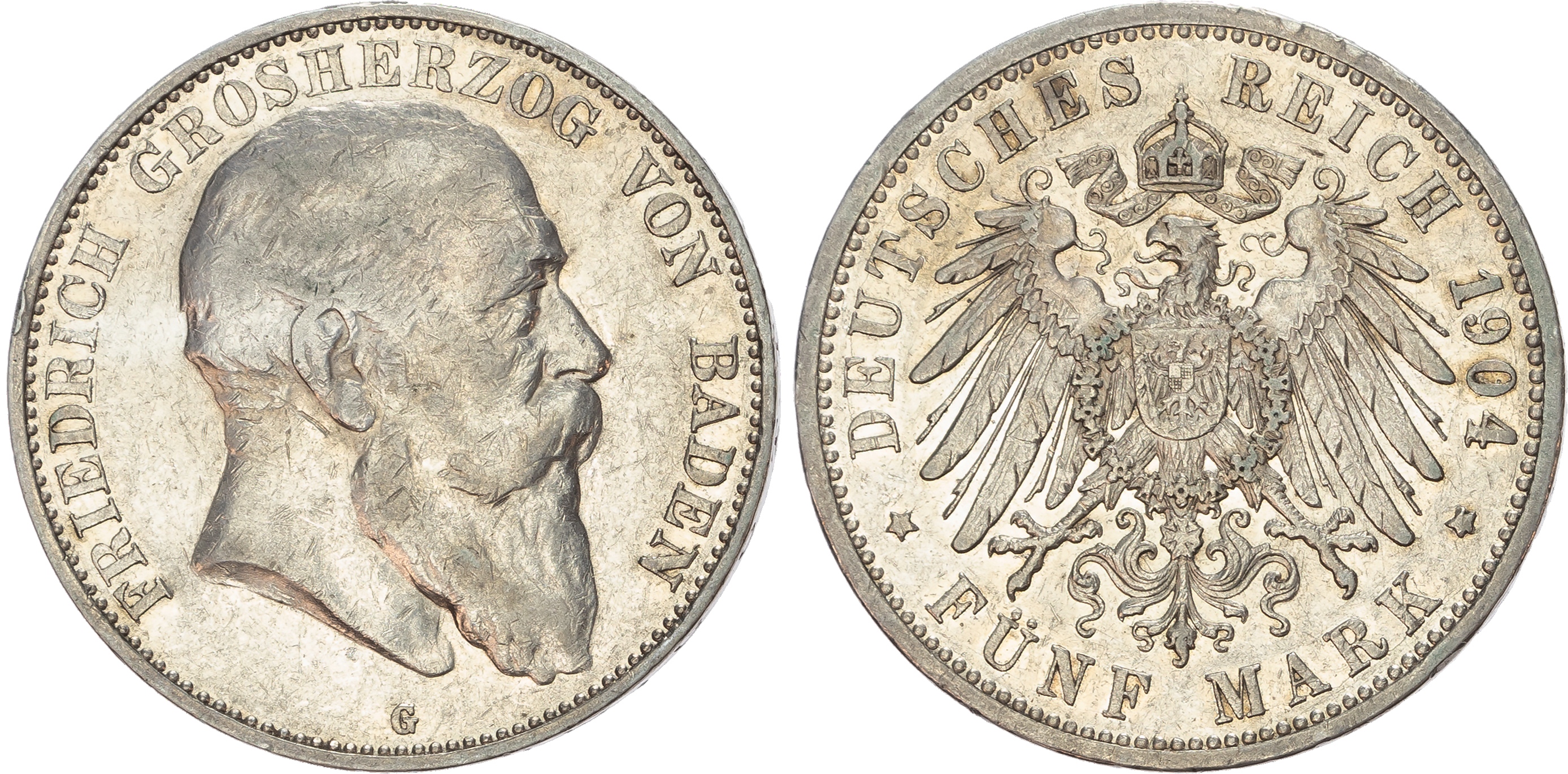 Germany, Baden, Frederick I (1858-1907), silver 5 Marks (2).